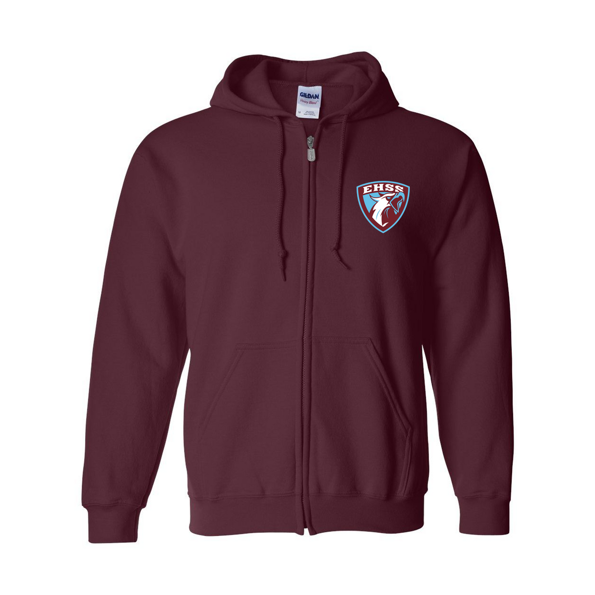 EHSS Zip Hoodie in maroon with the Griffin crest