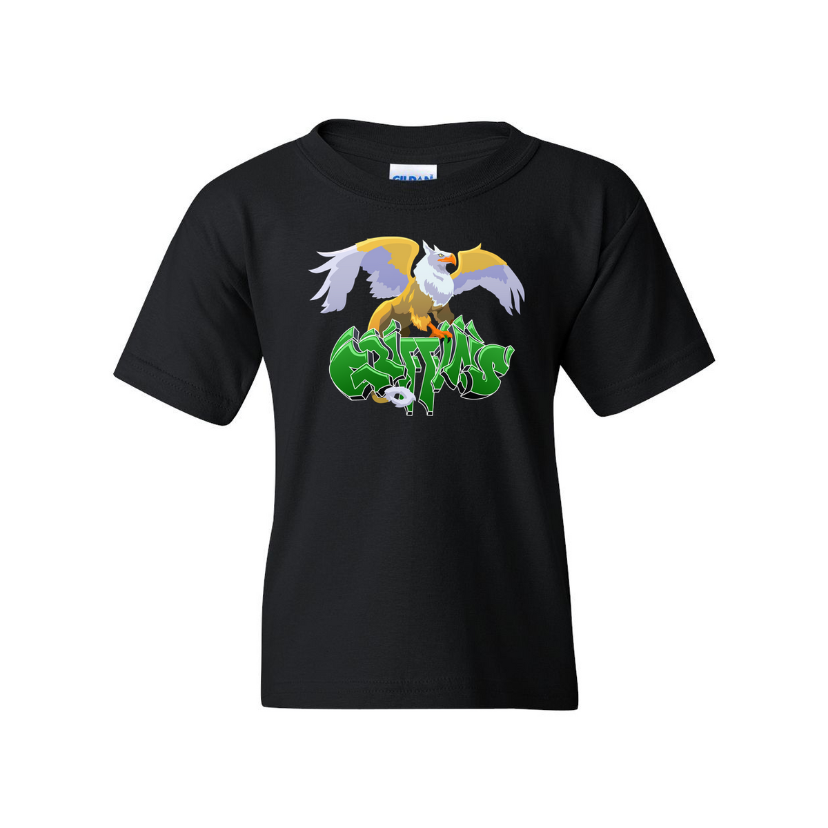 NGG Youth T-Shirt in black with the Griffin print