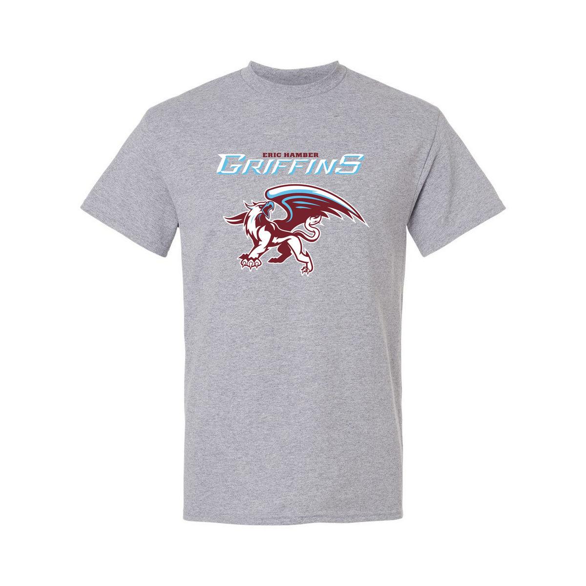 EHSS Sport Tee in sports grey with the full Griffin print