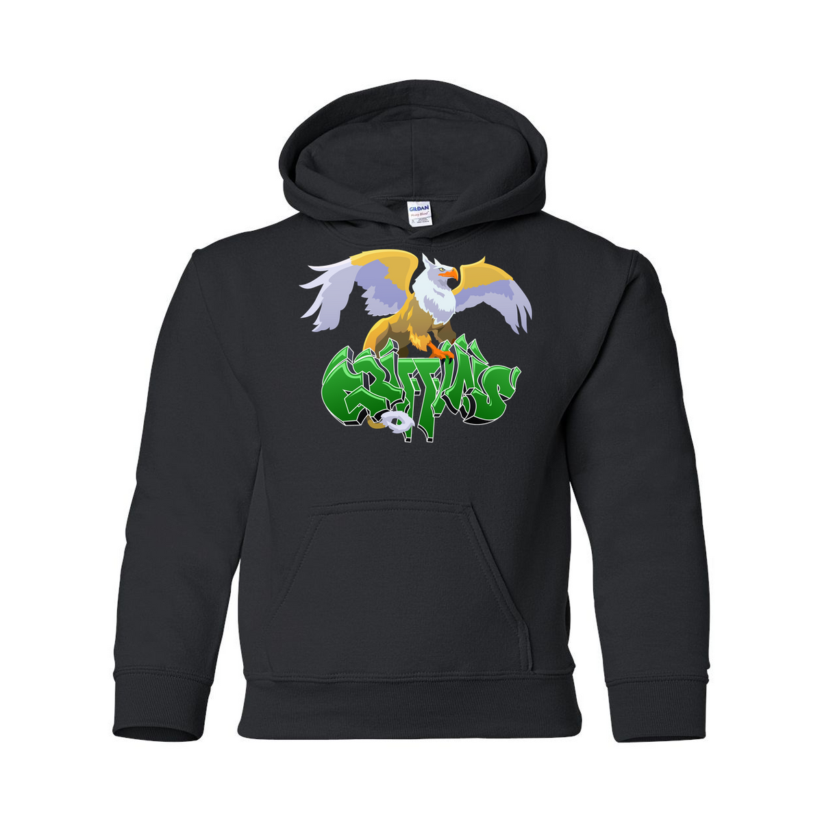 NGG Youth Hoodie in black with the Griffin print