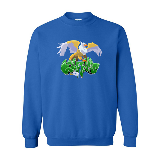 NGG Adult Crewneck Sweater in royal blue with the Griffin print