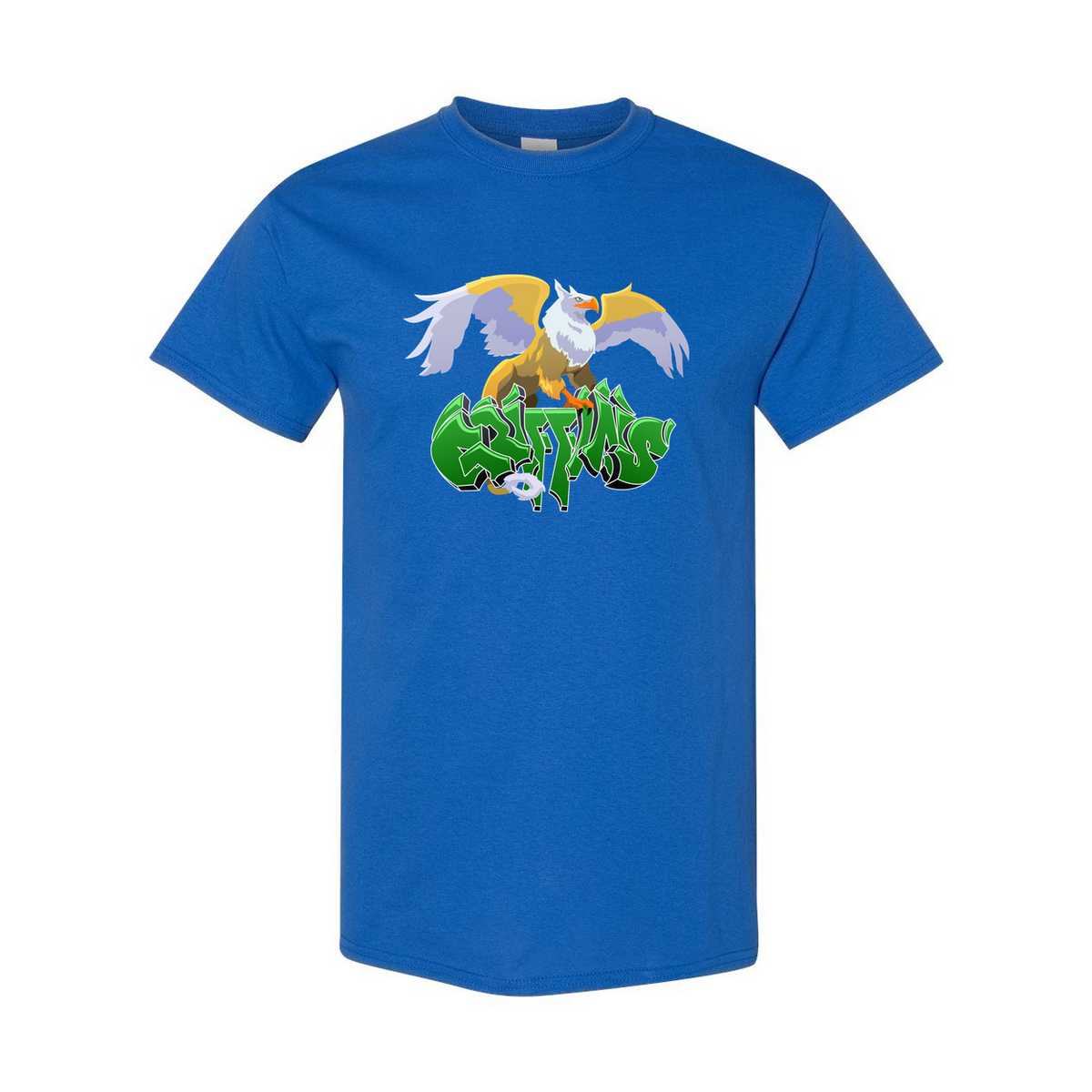 NGG Adult T-Shirt in royal blue with the Griffin print