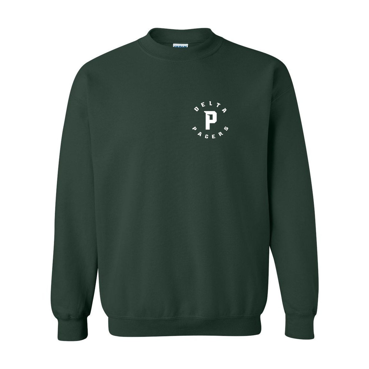 DSS Pacer Athletics Crewneck in forest green with the Delta Pacers left chest print