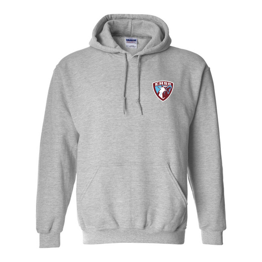 EHSS Hoodie in sports grey with the left chest crest