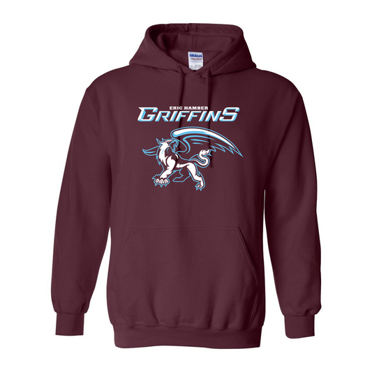 EHSS Hoodie in maroon with the full Griffin print