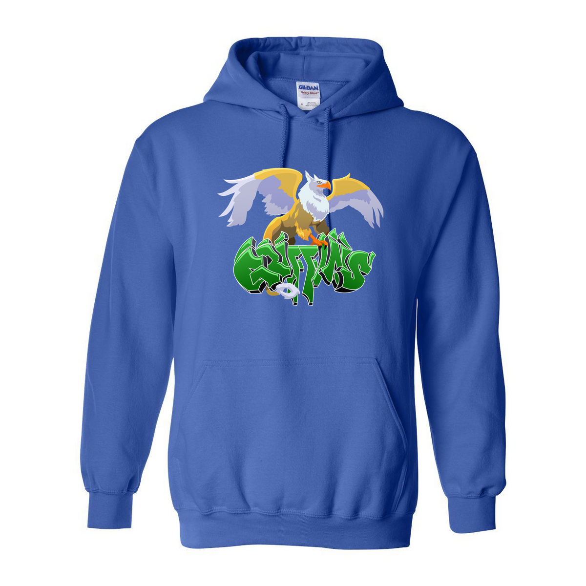 NGG Adult Hoodie in royal blue with the Griffin print